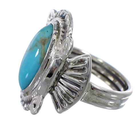 Genuine Sterling Silver Turquoise Ring Size 7-1/4 EX56265